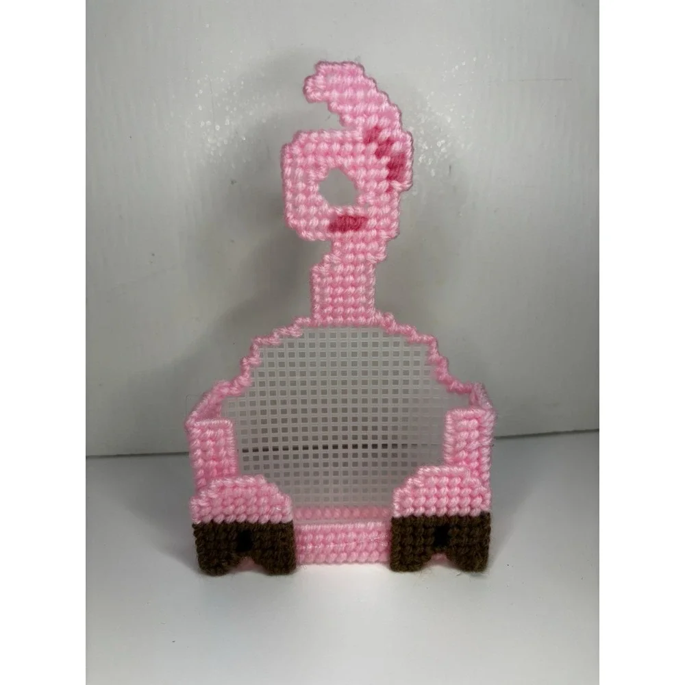 🐷Coasters Pals Pink‎ Pig - Plastic Canvas - Homemade- Comes With Holder